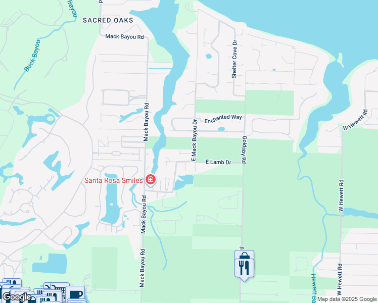 map of restaurants, bars, coffee shops, grocery stores, and more near 343 Mack Bayou Road in Santa Rosa Beach