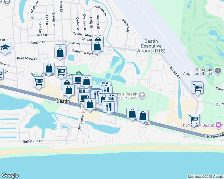 map of restaurants, bars, coffee shops, grocery stores, and more near 2004 98 Palms Boulevard in Destin