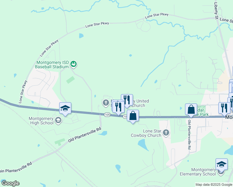 map of restaurants, bars, coffee shops, grocery stores, and more near 7 Westway Drive in Montgomery