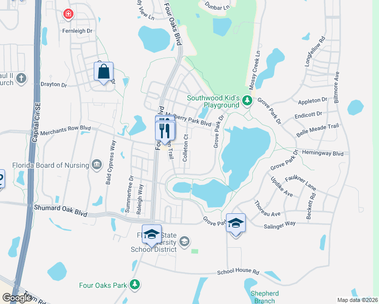 map of restaurants, bars, coffee shops, grocery stores, and more near 4053 Colleton Court in Tallahassee