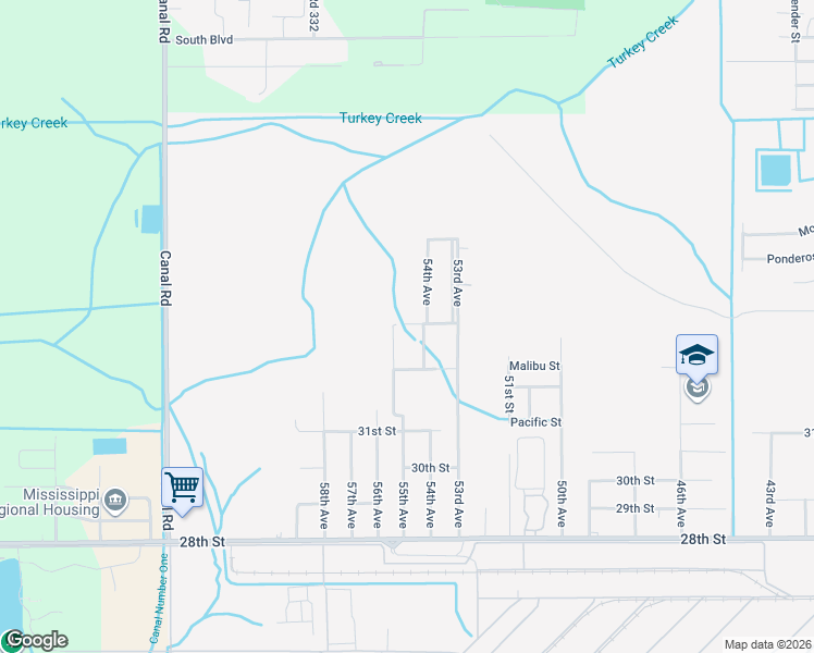 map of restaurants, bars, coffee shops, grocery stores, and more near 3320 54th Avenue in Gulfport