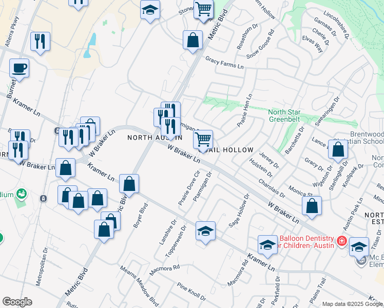 map of restaurants, bars, coffee shops, grocery stores, and more near in Austin