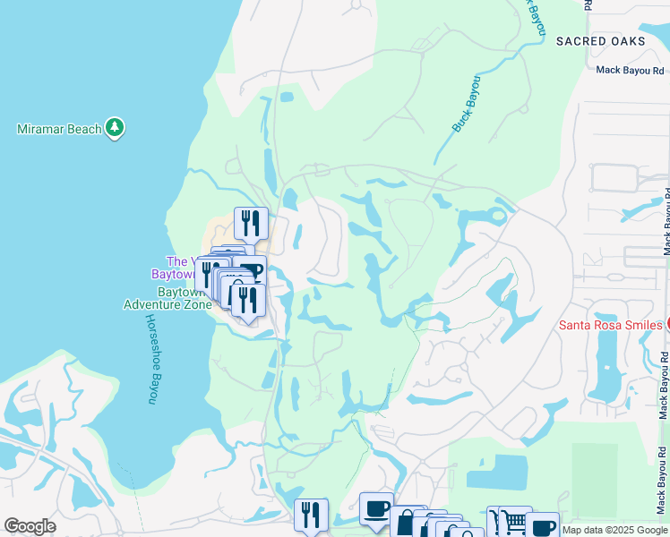 map of restaurants, bars, coffee shops, grocery stores, and more near 1960 Baytowne Loop in Miramar Beach