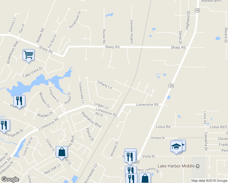 map of restaurants, bars, coffee shops, grocery stores, and more near 1649 Tiffany Lane in Mandeville
