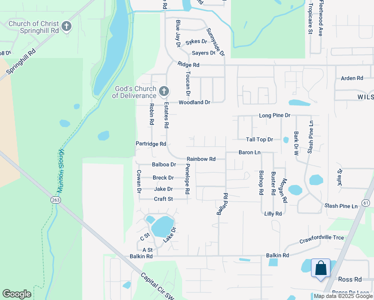 map of restaurants, bars, coffee shops, grocery stores, and more near 1529 Crown Ridge Road in Tallahassee