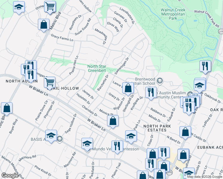 map of restaurants, bars, coffee shops, grocery stores, and more near 1424 Gorham Street in Austin