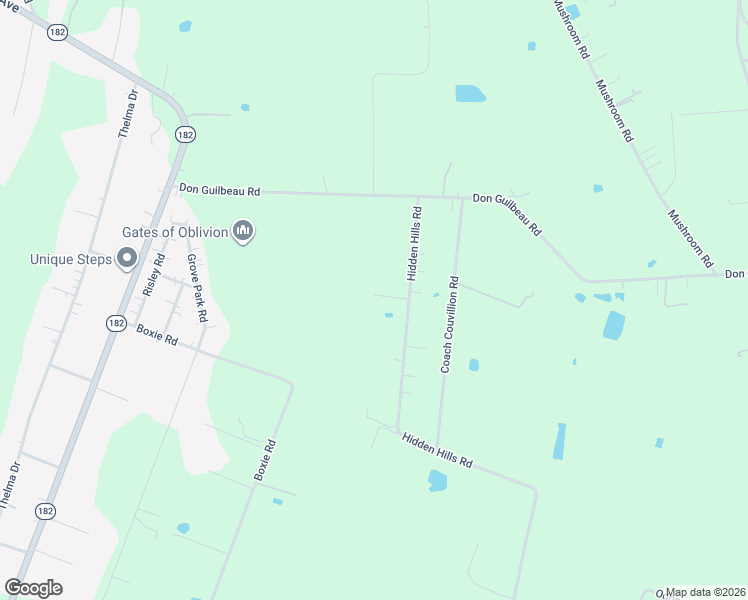 map of restaurants, bars, coffee shops, grocery stores, and more near 30-834 Hidden Hills Road in Arnaudville