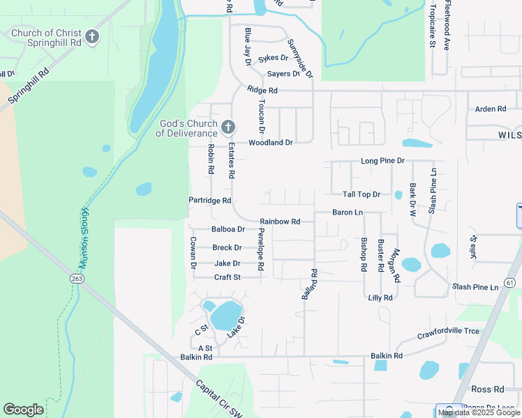 map of restaurants, bars, coffee shops, grocery stores, and more near 1529 Crown Ridge Road in Tallahassee
