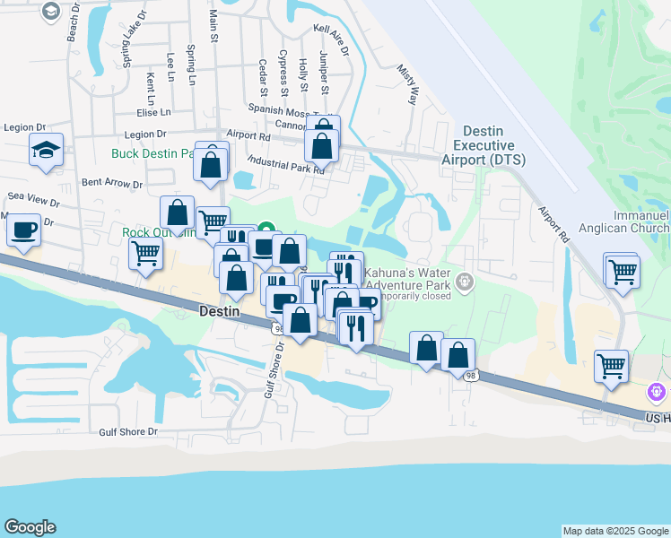 map of restaurants, bars, coffee shops, grocery stores, and more near 2004 98 Palms Boulevard in Destin