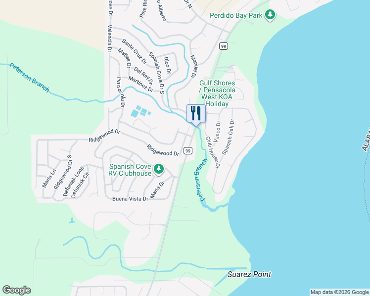 map of restaurants, bars, coffee shops, grocery stores, and more near 11288-11322 County Road 99 in Lillian