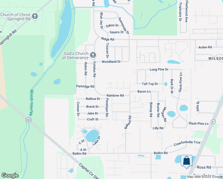 map of restaurants, bars, coffee shops, grocery stores, and more near 1529 Crown Ridge Road in Tallahassee