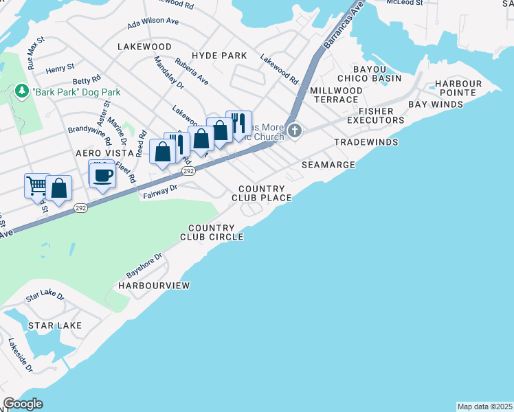 map of restaurants, bars, coffee shops, grocery stores, and more near 3449 Chantarene Drive in Pensacola