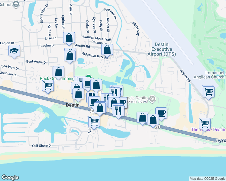 map of restaurants, bars, coffee shops, grocery stores, and more near 2004 98 Palms Boulevard in Destin