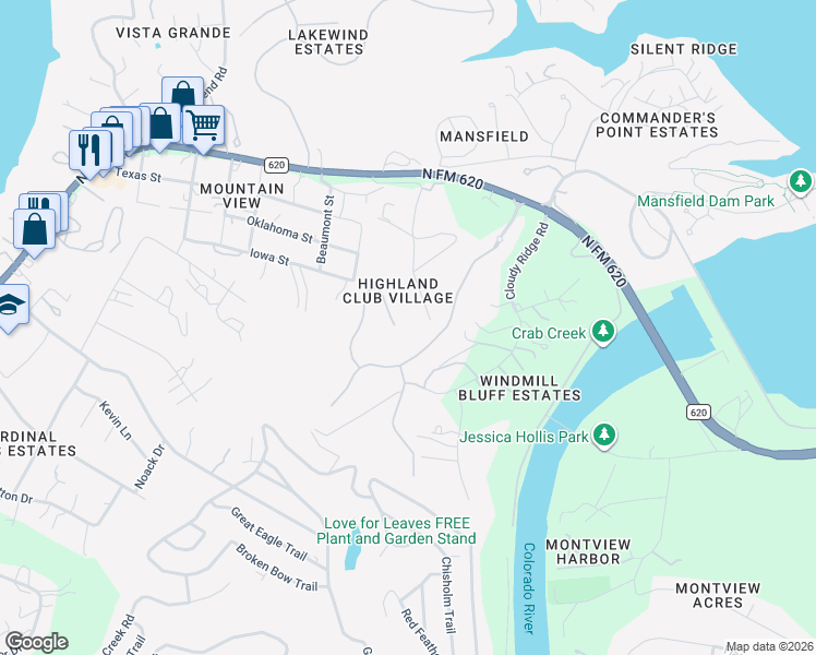 map of restaurants, bars, coffee shops, grocery stores, and more near 3705 Copper Ridge Court in Austin