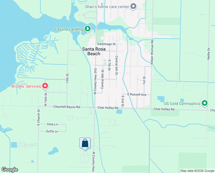 map of restaurants, bars, coffee shops, grocery stores, and more near 43 Central 8th Street in Santa Rosa Beach