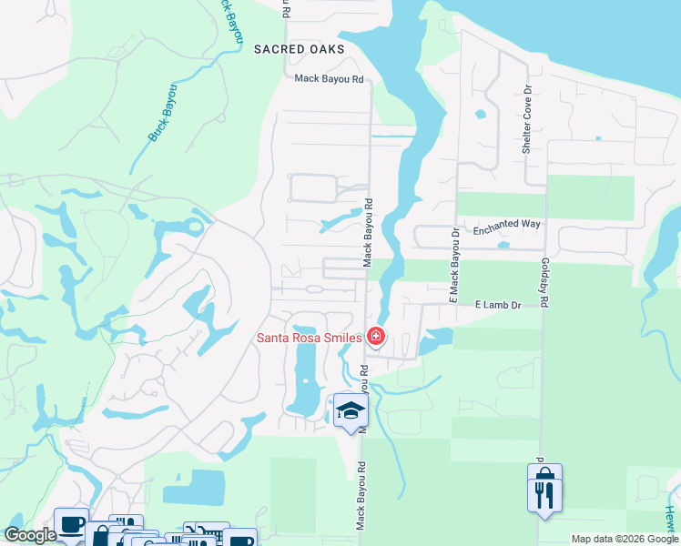 map of restaurants, bars, coffee shops, grocery stores, and more near 71 Jacksons Run in Santa Rosa Beach