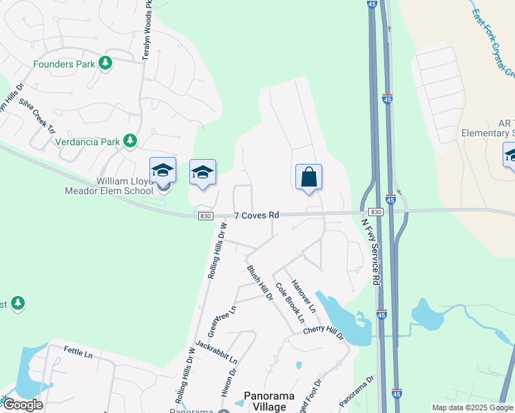 map of restaurants, bars, coffee shops, grocery stores, and more near 10458 Parkside Drive in Willis