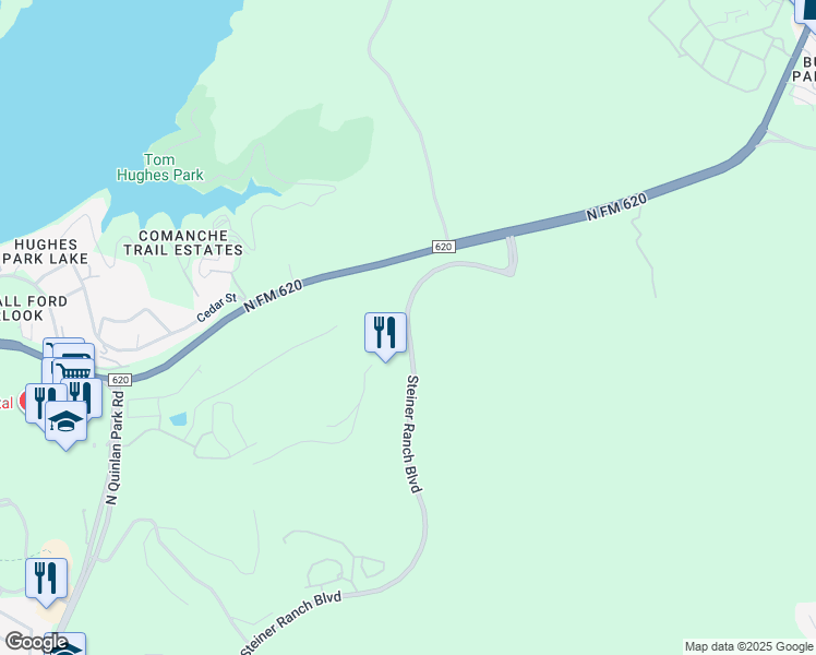 map of restaurants, bars, coffee shops, grocery stores, and more near 4801 Steiner Ranch Boulevard in Austin
