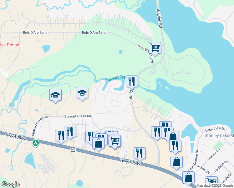 map of restaurants, bars, coffee shops, grocery stores, and more near Crescent Cove Drive in Montgomery County