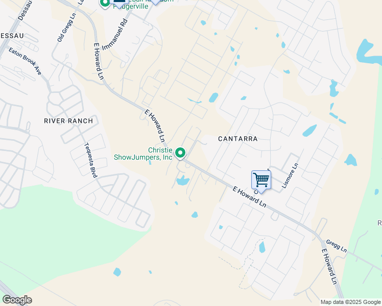 map of restaurants, bars, coffee shops, grocery stores, and more near 2908 East Howard Lane in Manor