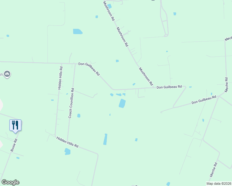 map of restaurants, bars, coffee shops, grocery stores, and more near 618 Don Guilbeau Road in Arnaudville