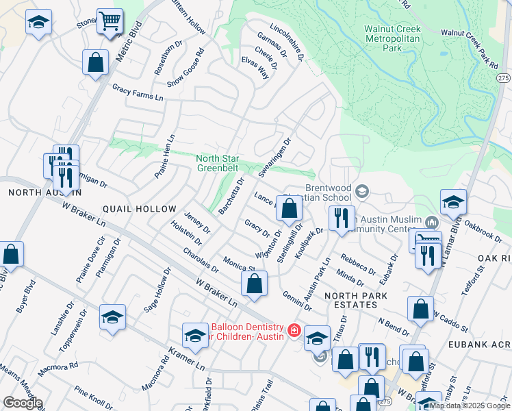 map of restaurants, bars, coffee shops, grocery stores, and more near 1424 Gorham Street in Austin