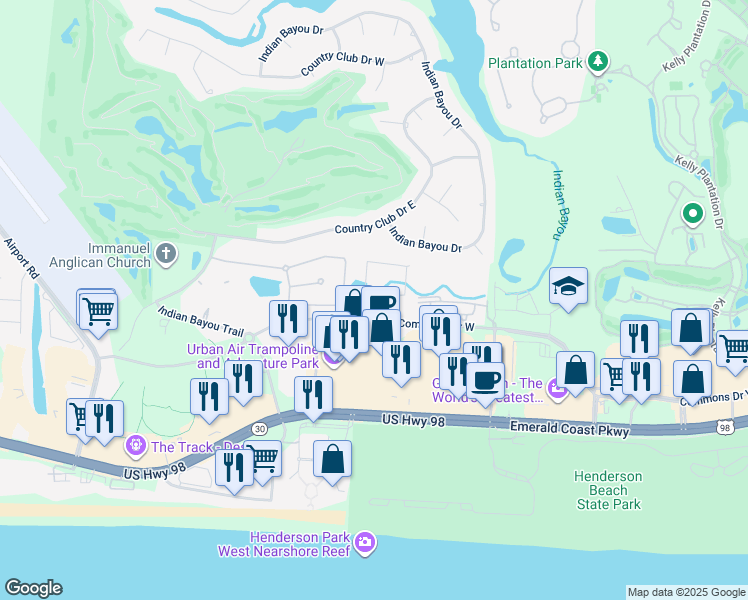map of restaurants, bars, coffee shops, grocery stores, and more near 4202 Jade Loop in Destin