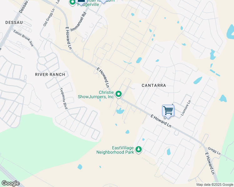 map of restaurants, bars, coffee shops, grocery stores, and more near 2906 East Howard Lane in Pflugerville
