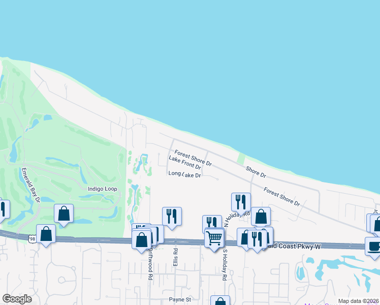 map of restaurants, bars, coffee shops, grocery stores, and more near 1154 Forest Shore Drive in Destin