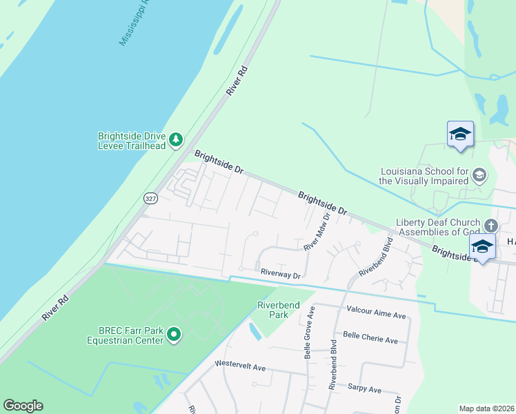 map of restaurants, bars, coffee shops, grocery stores, and more near 3640 Christina Avenue in Baton Rouge