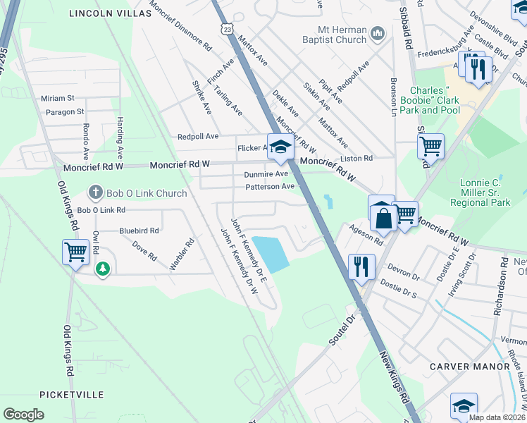 map of restaurants, bars, coffee shops, grocery stores, and more near 5939 Charles D Evers Drive in Jacksonville