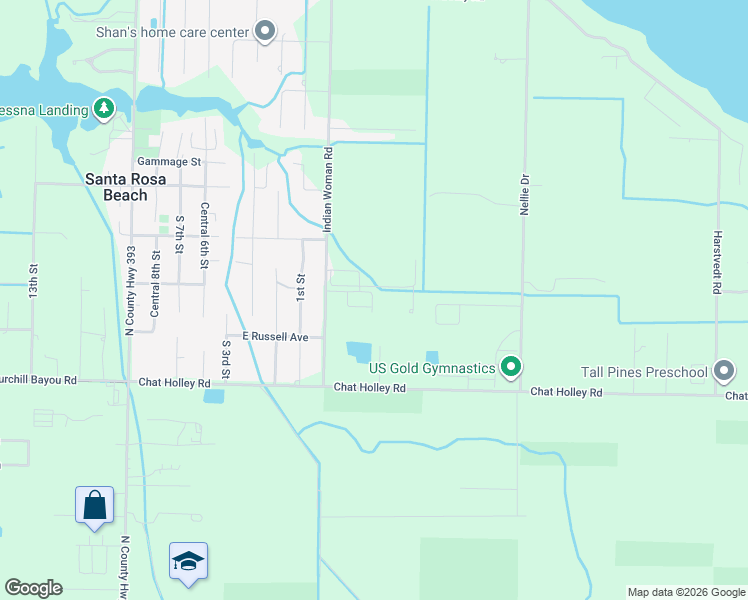 map of restaurants, bars, coffee shops, grocery stores, and more near 236 Indian Woman Road in Santa Rosa Beach