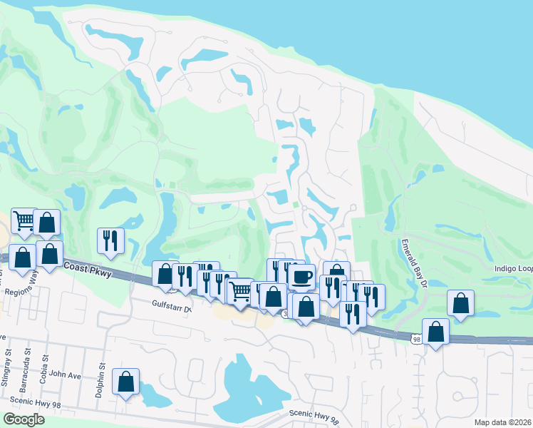 map of restaurants, bars, coffee shops, grocery stores, and more near 290 Ketch Court in Destin