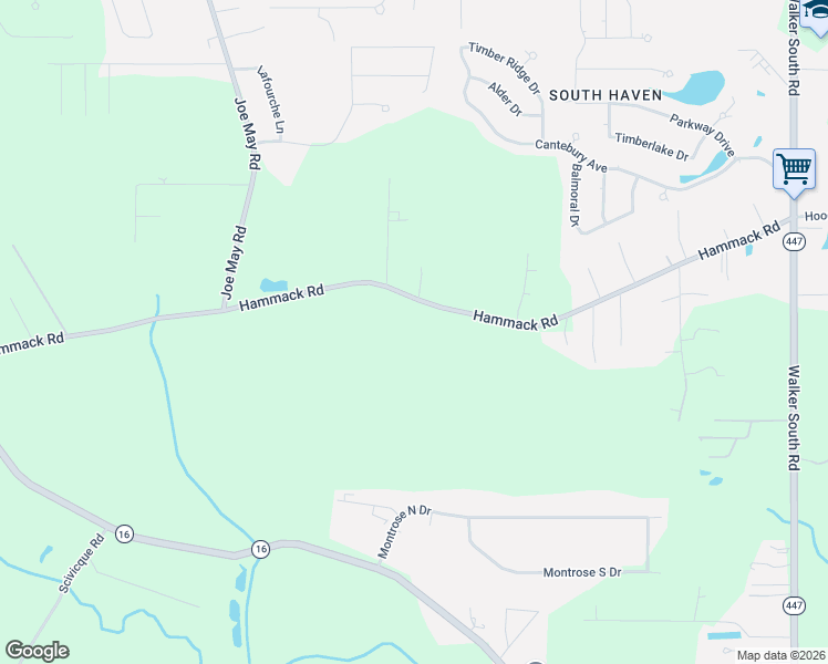 map of restaurants, bars, coffee shops, grocery stores, and more near 13060 Hammack Road in Denham Springs