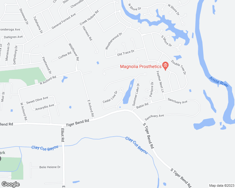 map of restaurants, bars, coffee shops, grocery stores, and more near 18508 Cedar Line Drive in Baton Rouge