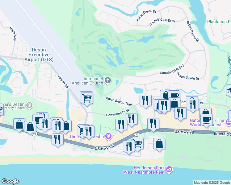 map of restaurants, bars, coffee shops, grocery stores, and more near 4090 Dancing Cloud Court in Destin
