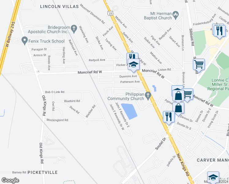 map of restaurants, bars, coffee shops, grocery stores, and more near 5989 Charles D Evers Drive in Jacksonville