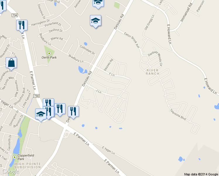 map of restaurants, bars, coffee shops, grocery stores, and more near 338 J Lane in Austin