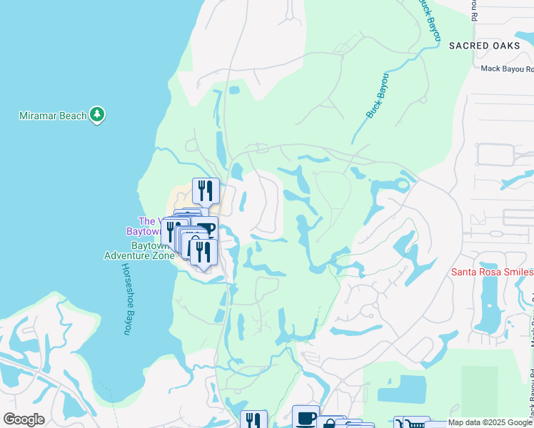 map of restaurants, bars, coffee shops, grocery stores, and more near 1942 Boardwalk Drive in Miramar Beach