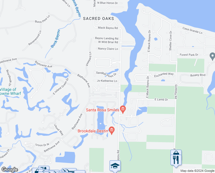 map of restaurants, bars, coffee shops, grocery stores, and more near 108 Jacksons Run in Santa Rosa Beach
