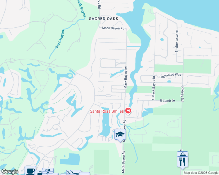map of restaurants, bars, coffee shops, grocery stores, and more near 157 Jacksons Run in Santa Rosa Beach
