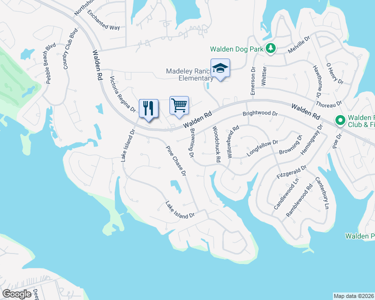 map of restaurants, bars, coffee shops, grocery stores, and more near 12647 Browning Drive in Montgomery