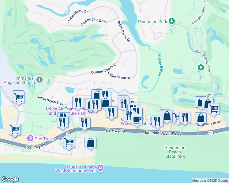 map of restaurants, bars, coffee shops, grocery stores, and more near 4228 Jade Loop in Destin