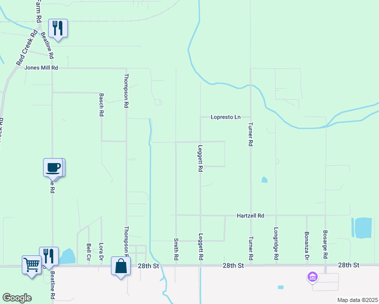 map of restaurants, bars, coffee shops, grocery stores, and more near 7307 Leggett Rd in Long Beach