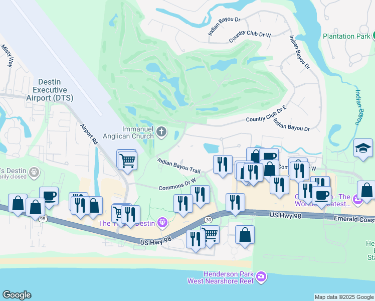 map of restaurants, bars, coffee shops, grocery stores, and more near 4075 Dancing Cloud Court in Destin