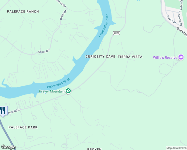 map of restaurants, bars, coffee shops, grocery stores, and more near 2303 Pace Bend Road South in Spicewood