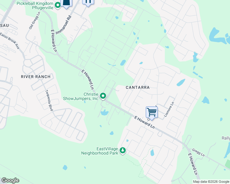 map of restaurants, bars, coffee shops, grocery stores, and more near 2908 East Howard Lane in Manor