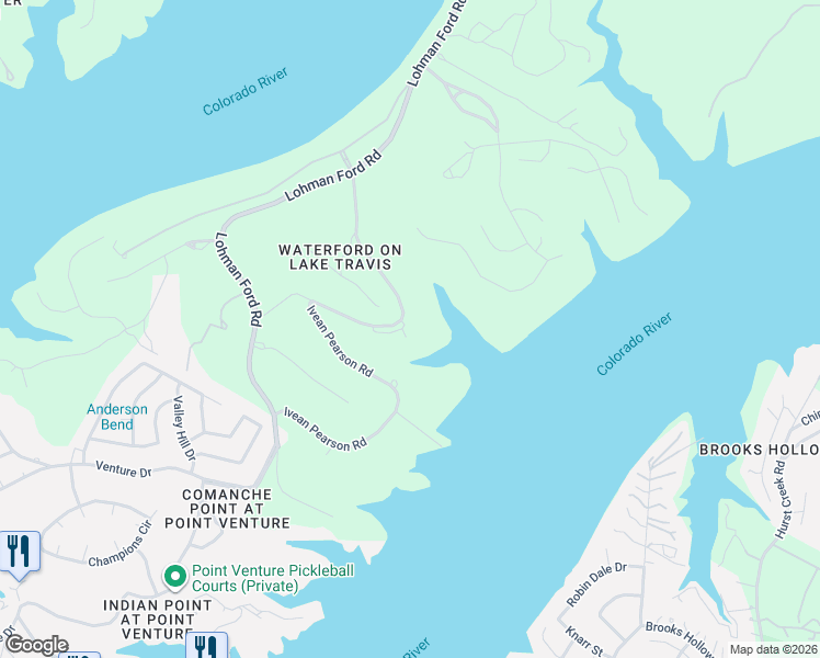 map of restaurants, bars, coffee shops, grocery stores, and more near 827 Ivean Pearson Road in Lago Vista