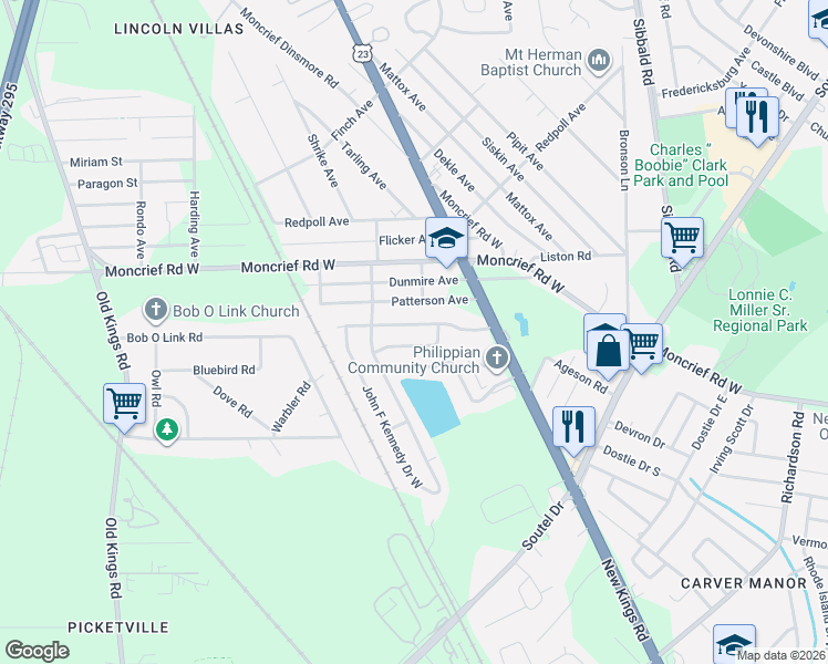 map of restaurants, bars, coffee shops, grocery stores, and more near 5952 Charles D Evers Drive in Jacksonville