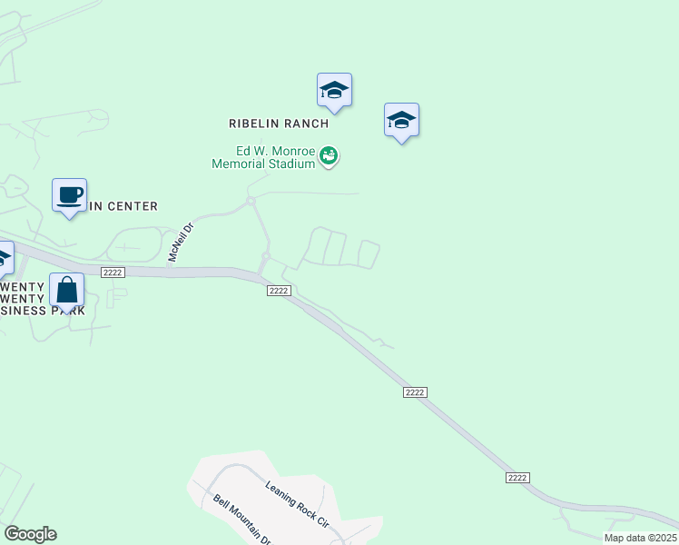 map of restaurants, bars, coffee shops, grocery stores, and more near 9716 Ranch Road 2222 in Austin